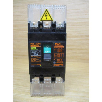 Fuji Electric SA33B Auto Breaker BB3ASB-020, 20 AMP W Guards - Used