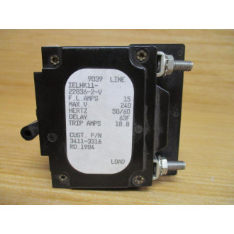 Airpax IELHK11-22836-2-V 15A Circuit Breaker - New No Box