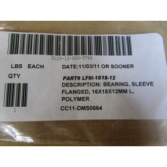 Igus LFM-1618-12 Flanged Bearing Sleeve 16X18X12MM (Pack of 5)