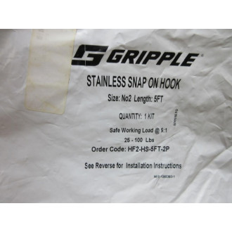 Gripple HF2-HS-5FT-2P Stainless Snap On Hook HF2HS5FT2P