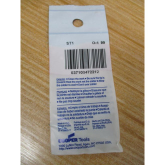 Weller ST1 Cooper Tools Screwdriver Tip