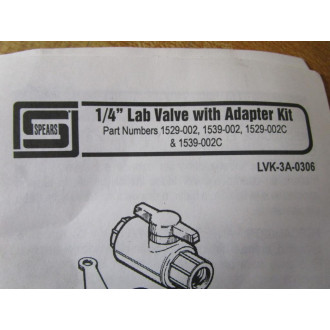 Spears 65483 14" Lab Valve With Adapter Kit LVK-3A-0306