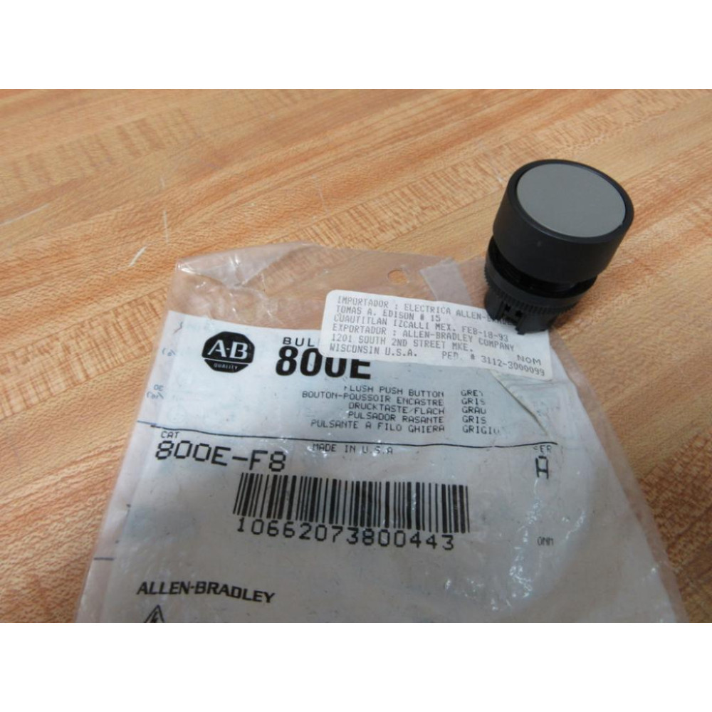 Allen Bradley 800E-F8 Gray Push Button 800EF8