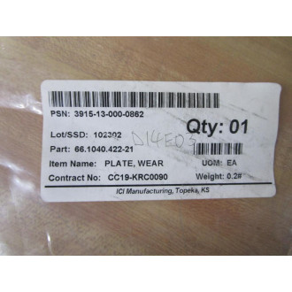 ICI Manufacturing 66.1040.422-21.EZ Wear Plate 66.1040.422-21