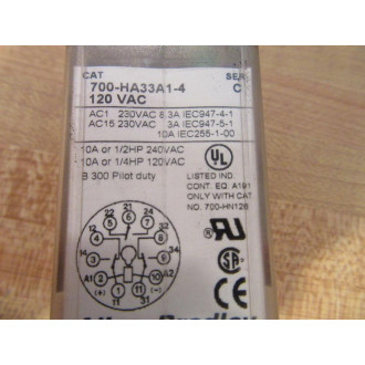 Allen Bradley 700-HA33A1-4-120V AC Relay 700-HA33A1-4-120VAC Series C
