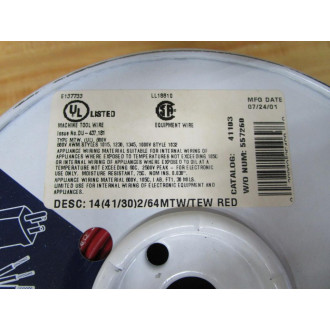 Coleman Cable 411030504 14 AWG Wire 14(4130)264MTWTEW RED 500' - New No Box