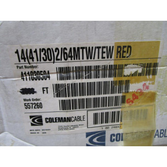 Coleman Cable 411030504 14 AWG Wire 14(4130)264MTWTEW RED 500' - New No Box