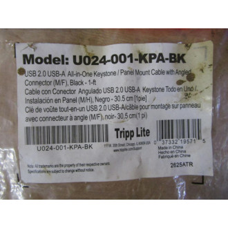 Tripp Lite U024-001-KPA-BK USB All-In-One Keystone Panel Mount Cable