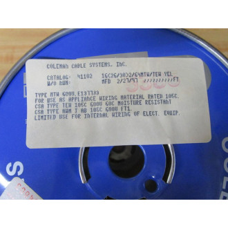 Coleman Cable 16(2630)264MTWTFW YEL 16 AWG Wire 411020502 500' - New No Box