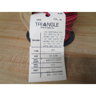 Triangle Wire & Cable W-0774-14 14 AWG MTW Wire 0774-14 500' - New No Box