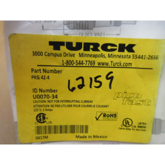 Turck PKG 4Z-4 Picofast Cordset U0070-34