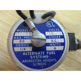 Alternate Fuel Systems 7008B-12V Pilot Operated L.P. Fuel Shut Off  Valve - Used
