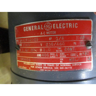 General Electric 5K42FG2920 GE A-C Motor  W Gear - Used