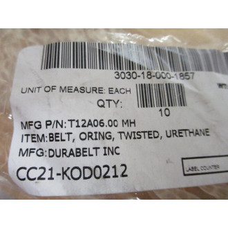 Durabelt T12A06.00 MH Twisted O-Ring Belt T12A06.00 (Pack of 10)