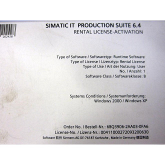 Siemens A5E00276658 Production Suite 6.4 Software