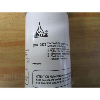 Deutz 0118 2672 Fuel Filter 01182672 - New No Box