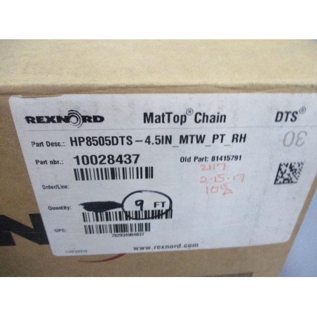 Catena Trasportatrice Rexnord MatTop LF5935-15-3/4 – Rotolo Da 10 Piedi – Industriale