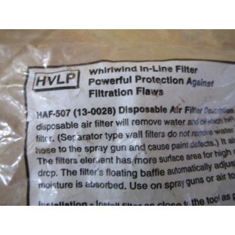 DeVilbiss HAF-507 Whirlwind In-Line Filter 13-0028