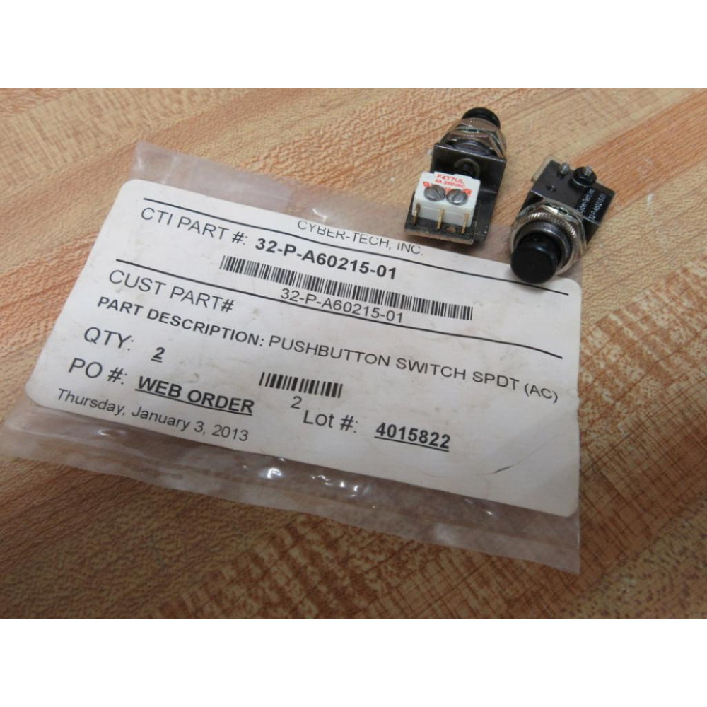 Cyber-Tech 32-P-A60215-01 Push Button Switch 32PA6021501 (Pack of 2)