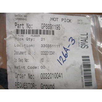 GP8891195 Rubber O-Ring (Pack of 21) - New No Box