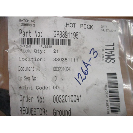 GP8891195 Rubber O-Ring (Pack of 21) - New No Box