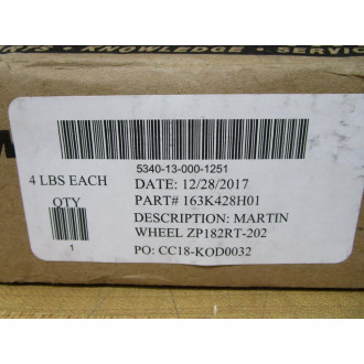 Martin ZP182RT-202 Flat-Free Solid Rubber Tire And Poly Wheel