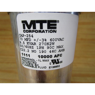 MTE CAP-254 Capacitor 70MFD 600VAC CAP254 - New No Box