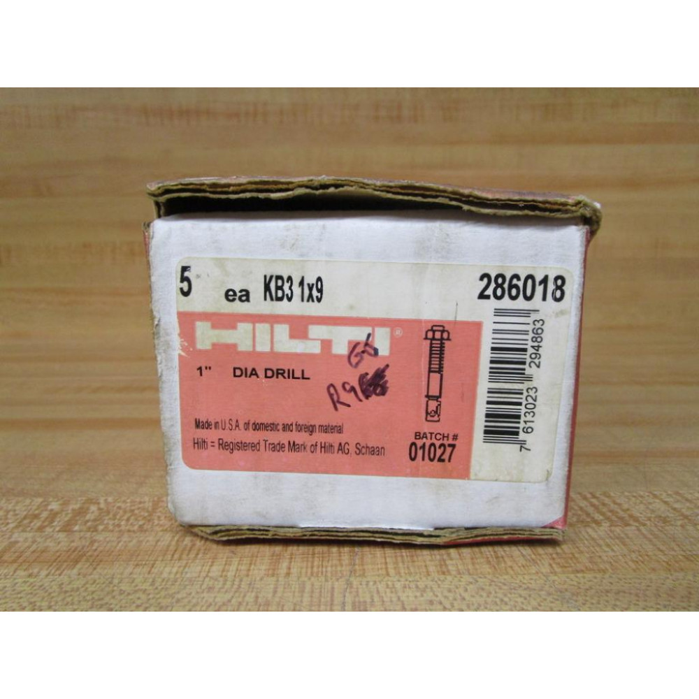 Hilti KB3 1X9 Kwik Bolt 3 Anchor 286018 (Pack of 5)
