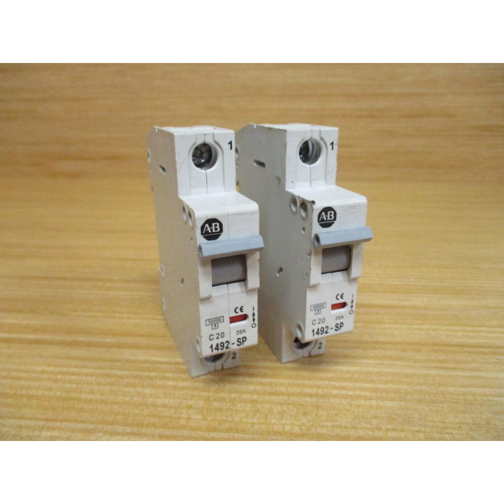 Allen Bradley 1492-SP1C200 20A Circuit Breaker 1492SP1C200 (Pack of 2) - Used