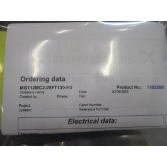 Grundfos MG112MC2-28FT130-H3 Pump Motor MG112MC - New No Box