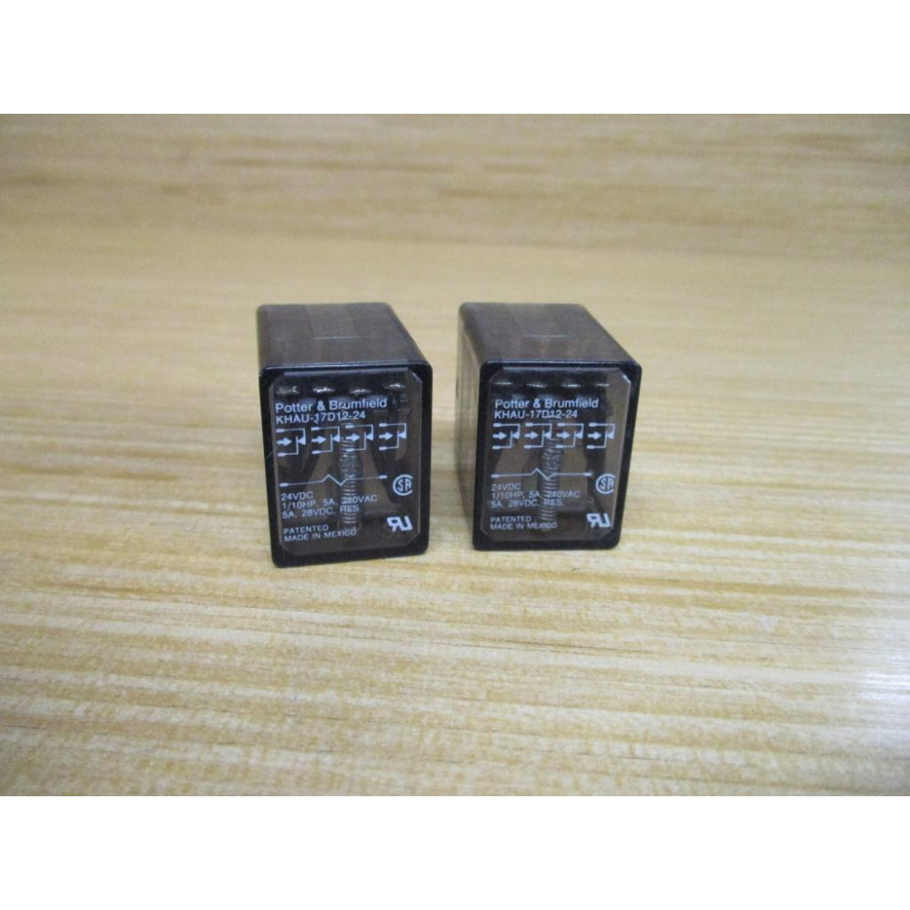 Potter & Brumfield KHAU-17D12-24V DC Relay KHAU-17D12-24VDC 5A 240VAC (Pack of 2) - Used
