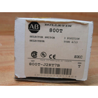 Allen Bradley 800T-J2KT7 3-Pos. Selector Switch W(2) 800T-XA