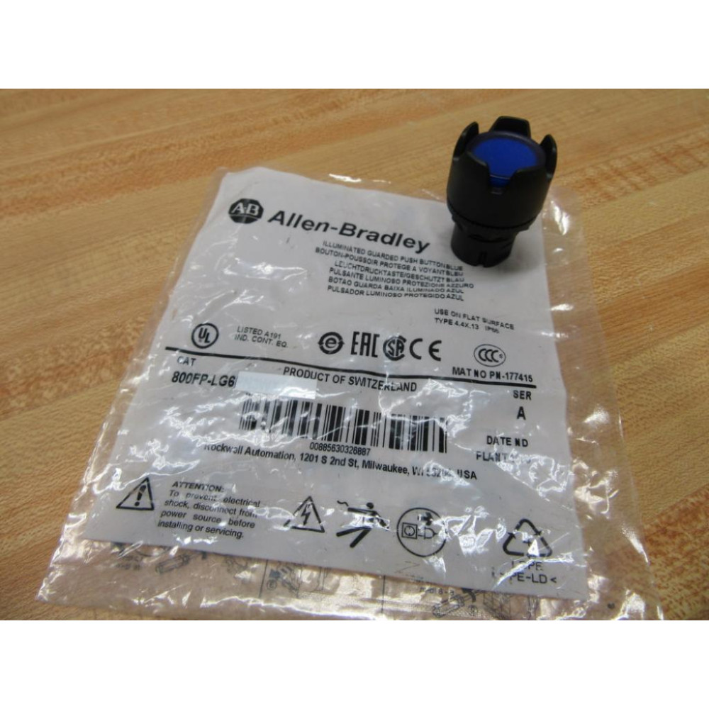Allen Bradley 800FP-LG6 Blue Guarded Button 800FPLG6