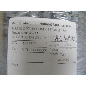 Habasit M1220 GPP Flat-Top Belting M1220 600 x 3874mm - New No Box
