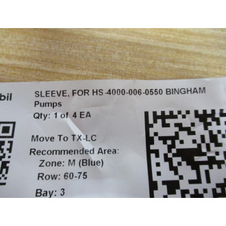 Bingham HS-4000-006-0550 Pump Sleeve HS40000060550 - New No Box