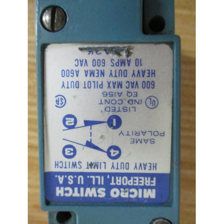 Micro Switch LSA3K Heavy Duty Limit Switch WLCZ1C - Used