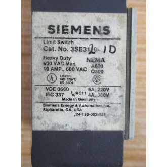 Siemens 3SE3-120-1D Limit Switch 3SE31201D - New No Box