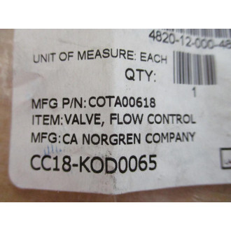 Norgren COTA00618 Flow Control (Pack of 2) - New No Box