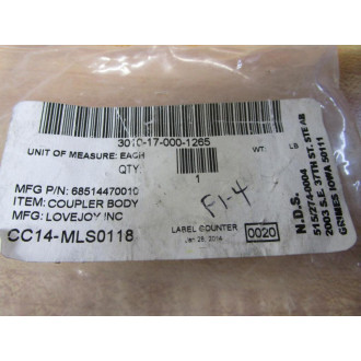 Lovejoy 68514470010 Jaw Coupling Hub WKeyway SS-075 - New No Box