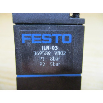 Festo ILR-03 Pneumatic Pressure Regulator 369589 W Mounting Screws - Used