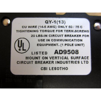 CBI QY-1(13) Circuit Breaker QY113 8A - New No Box
