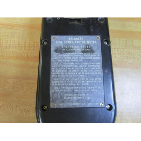 General Electric NP-146458 Vintage GE 3-PH Power-Factor Meter - Used