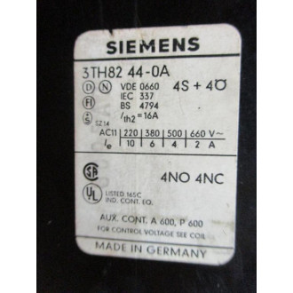 Siemens 3TH8244-0A Contractor 3TH82440A 220V - Used
