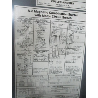 Cutler Hammer A30BGT0 Eaton Combination Starter