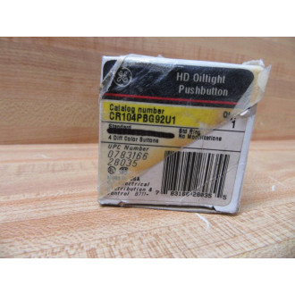 General Electric CR104PBG92U1 Std. Push Button GE WO Contact Blocks