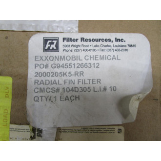Filter Resources 2000205K5-RR Radial Fin Filter 104D305