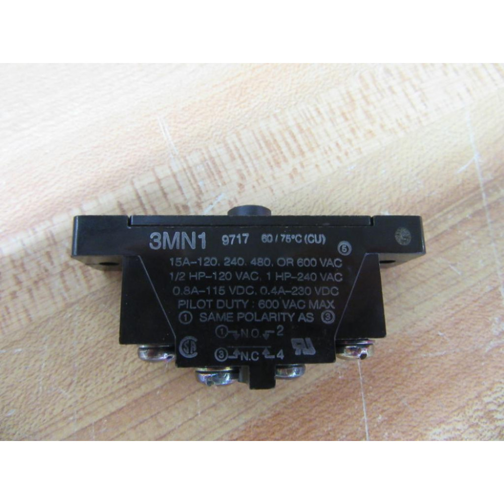 Micro Switch 3MN1 Actuator-Pin Plunger Switch Black Plunger - New No Box