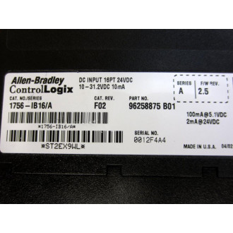Allen Bradley 1756-IB16 Input Module 1756IB16 Rev.F02 - Used