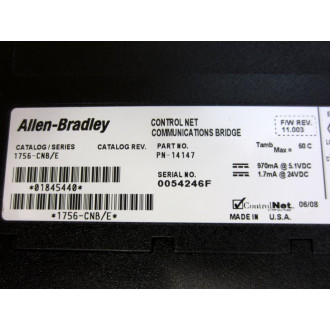 Allen Bradley 1756-CNB Module 1756CNB Ser.E WO Cover - Used