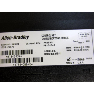 Allen Bradley 1756-CNB Module 1756CNB Ser.E, PN-14147 - Used